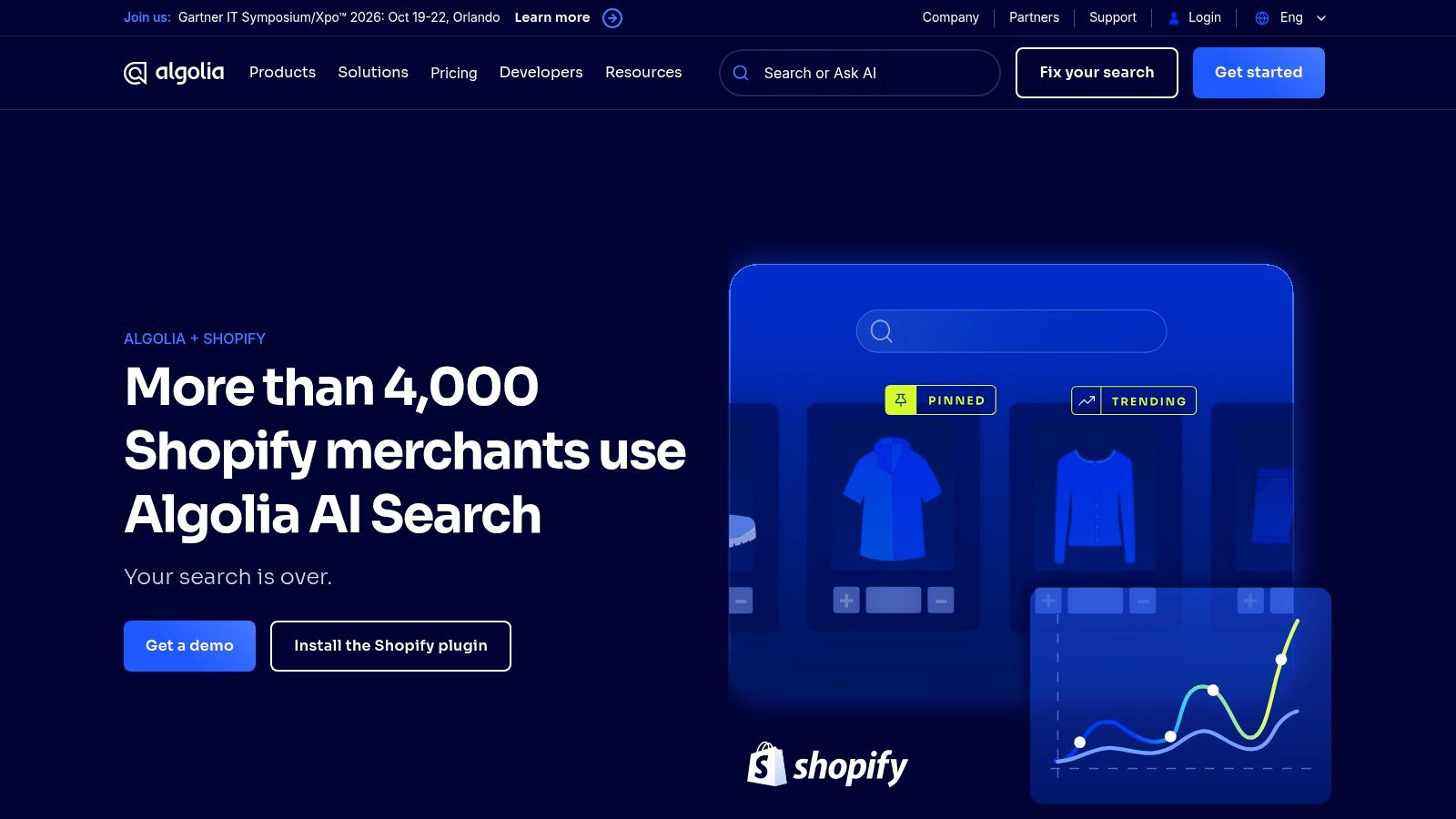 Algolia search, recommend, and merchandising for Shopify
