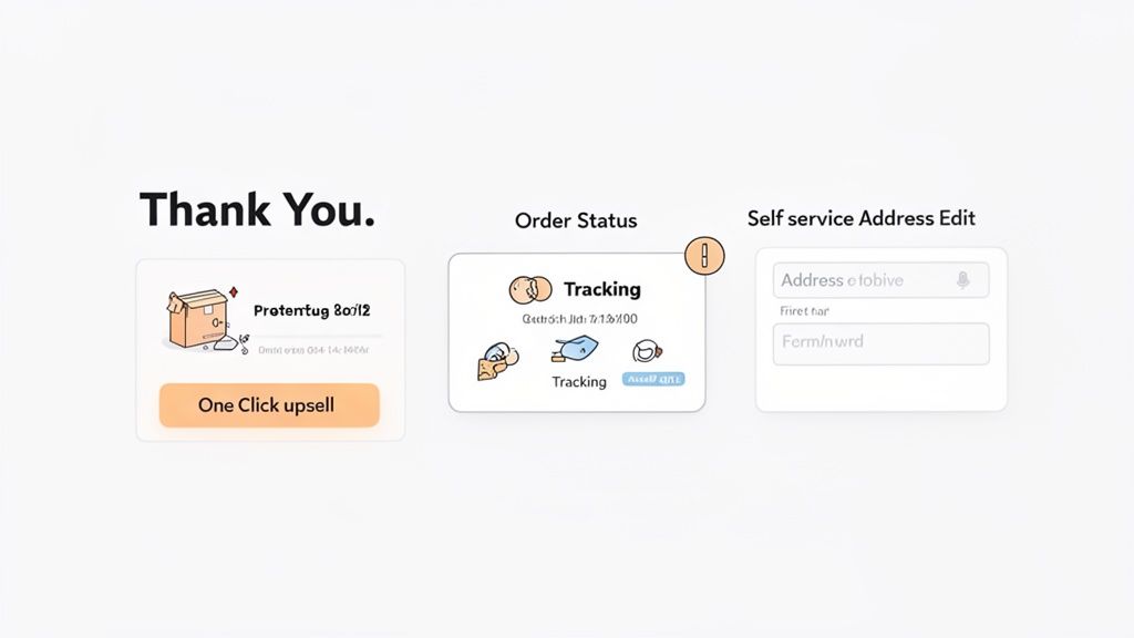A thank you page displaying order details, tracking information, and address editing options after a purchase.