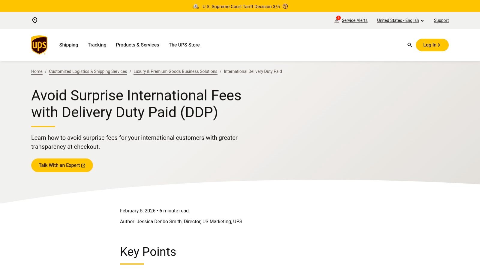 UPS (Trade Direct Cross Border, Worldwide Economy, DDP tools)
